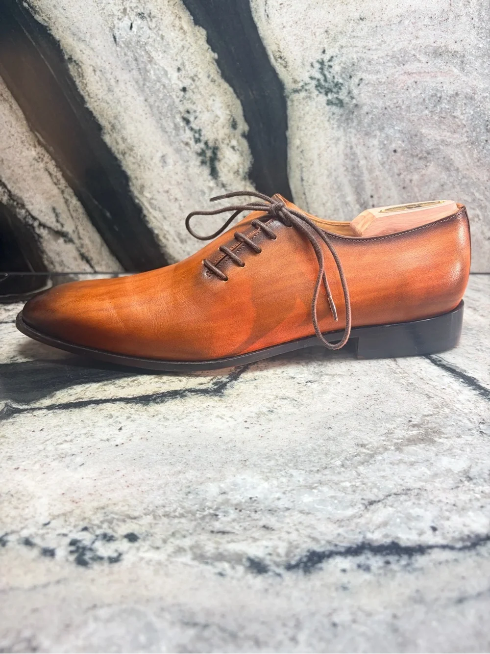 Rawls Men’s UK 9 Cognac Burnished Leather Dress Shoes Leather Sole